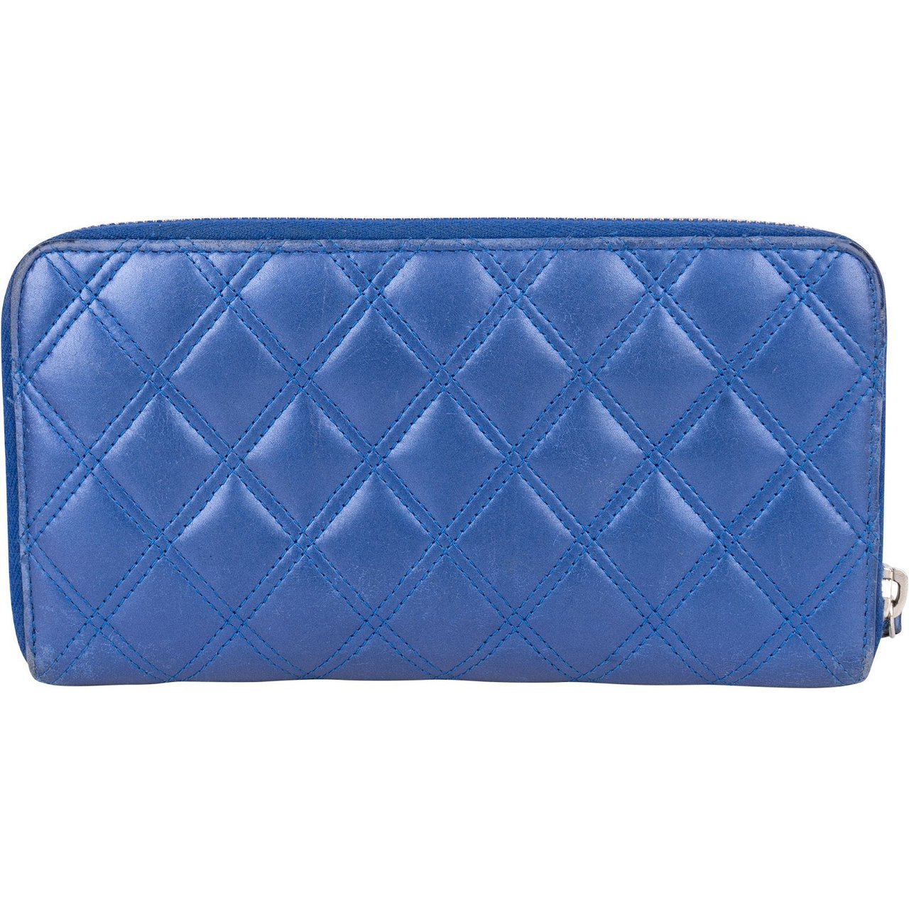 Chanel Quilted Lambskin CC Wallet Blauw