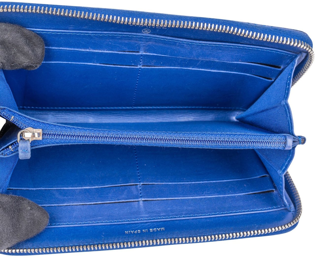 Chanel Chanel Quilted Lambskin CC Wallet Blauw