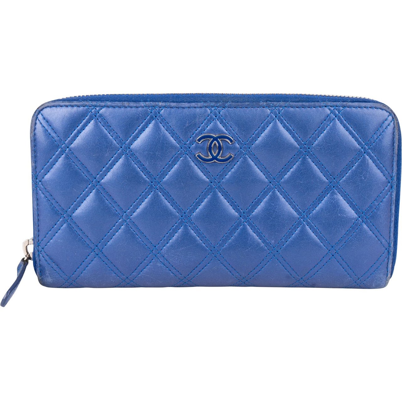 Chanel Quilted Lambskin CC Wallet Blauw