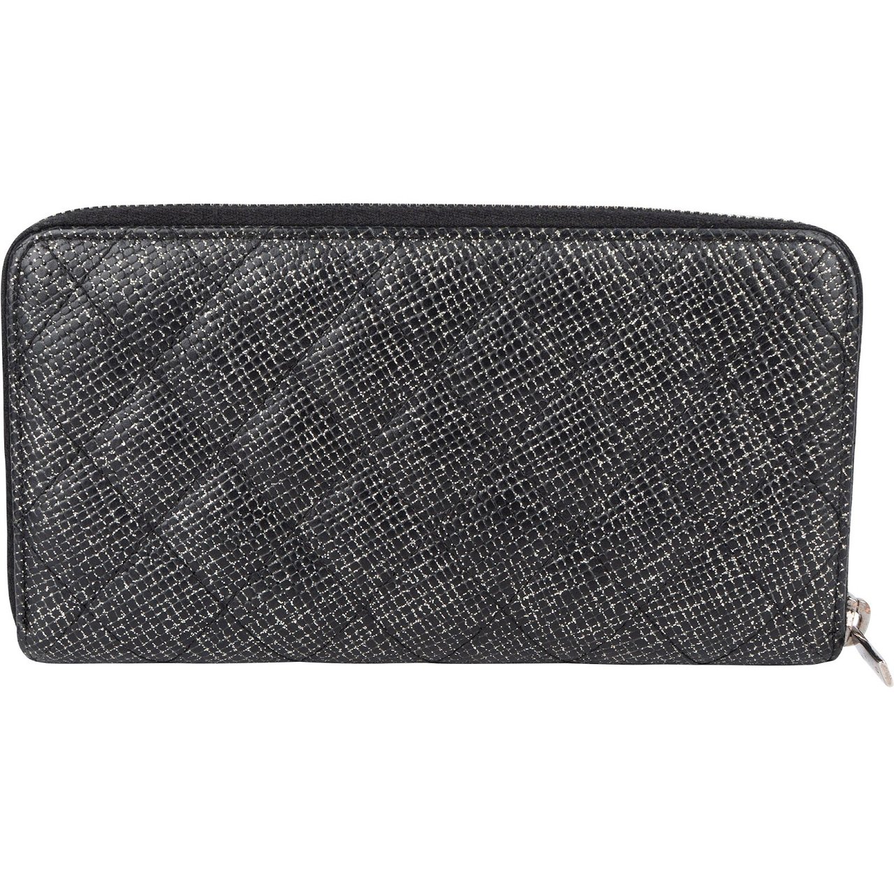 Chanel Chanel Quilted Glittered Caviar Leathe CC Wallet Zwart