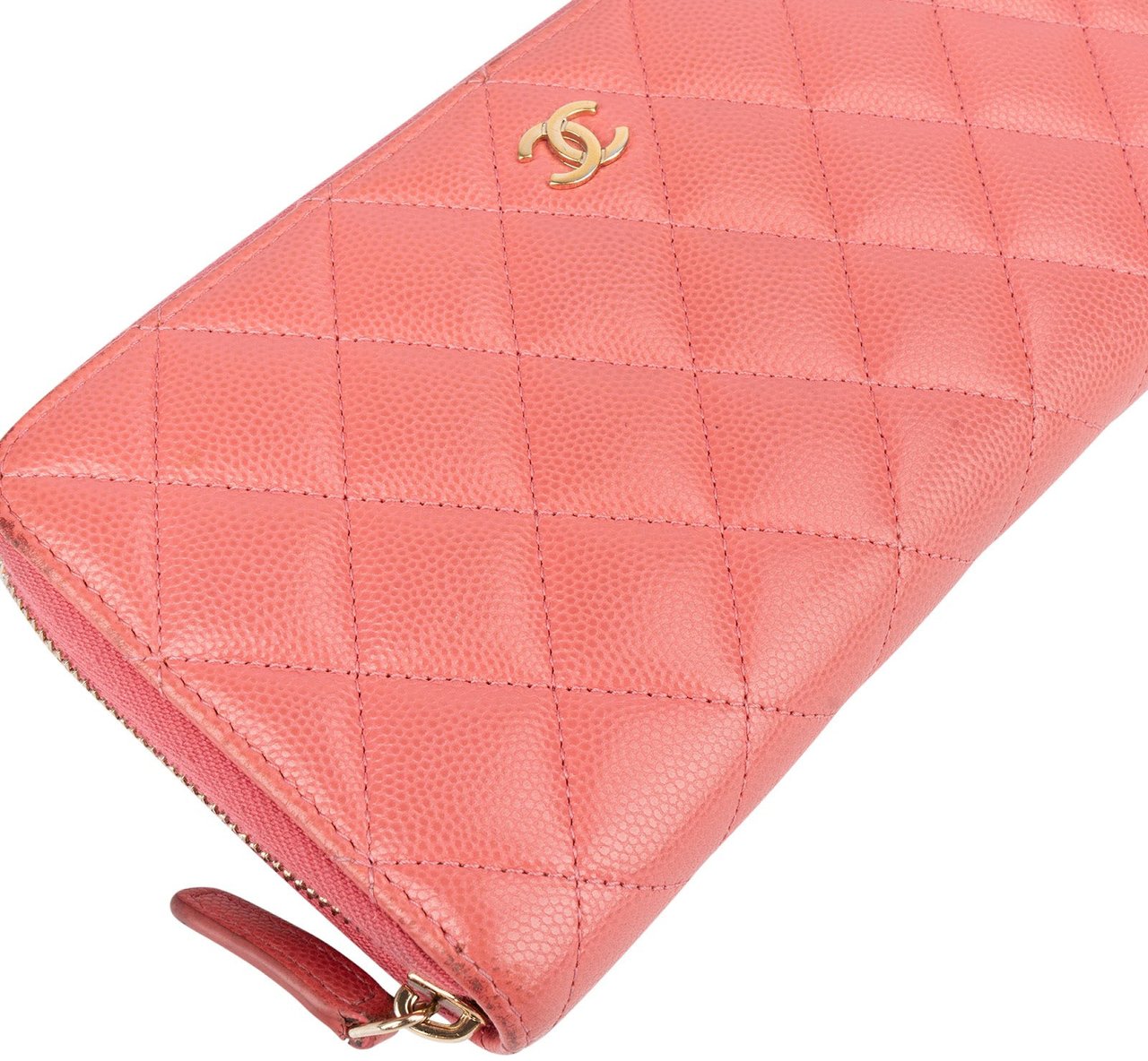 Chanel Chanel Quilted Caviar Leather Classic CC Wallet Rood