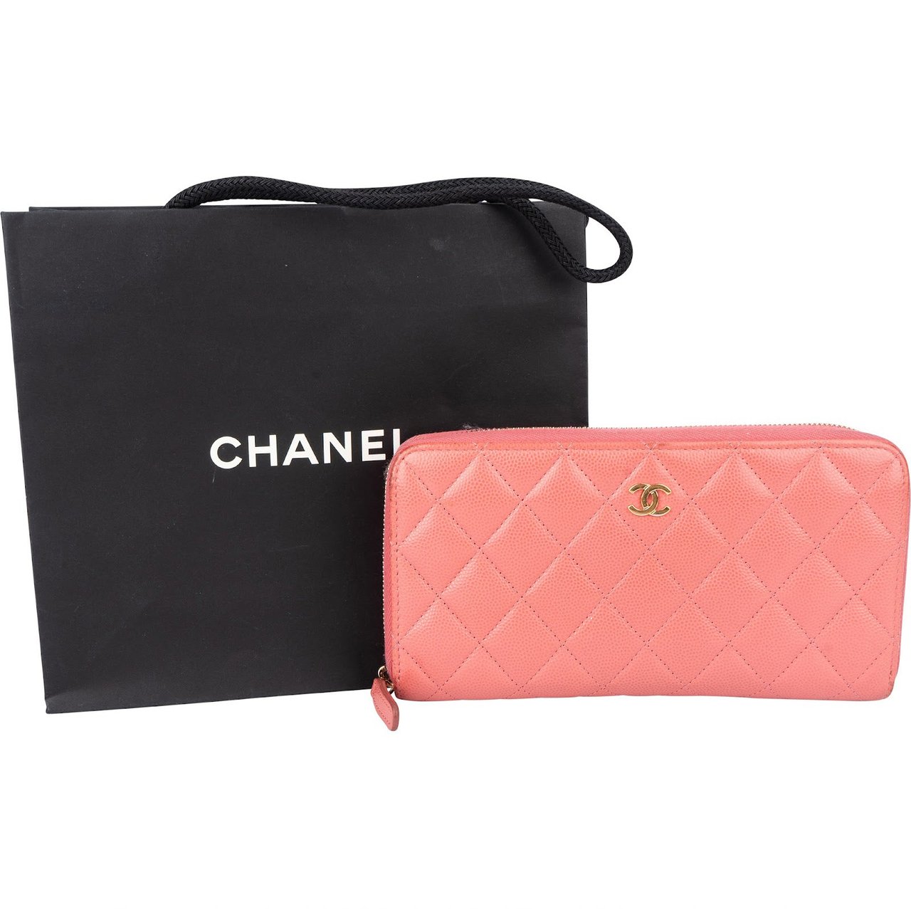 Chanel Chanel Quilted Caviar Leather Classic CC Wallet Rood