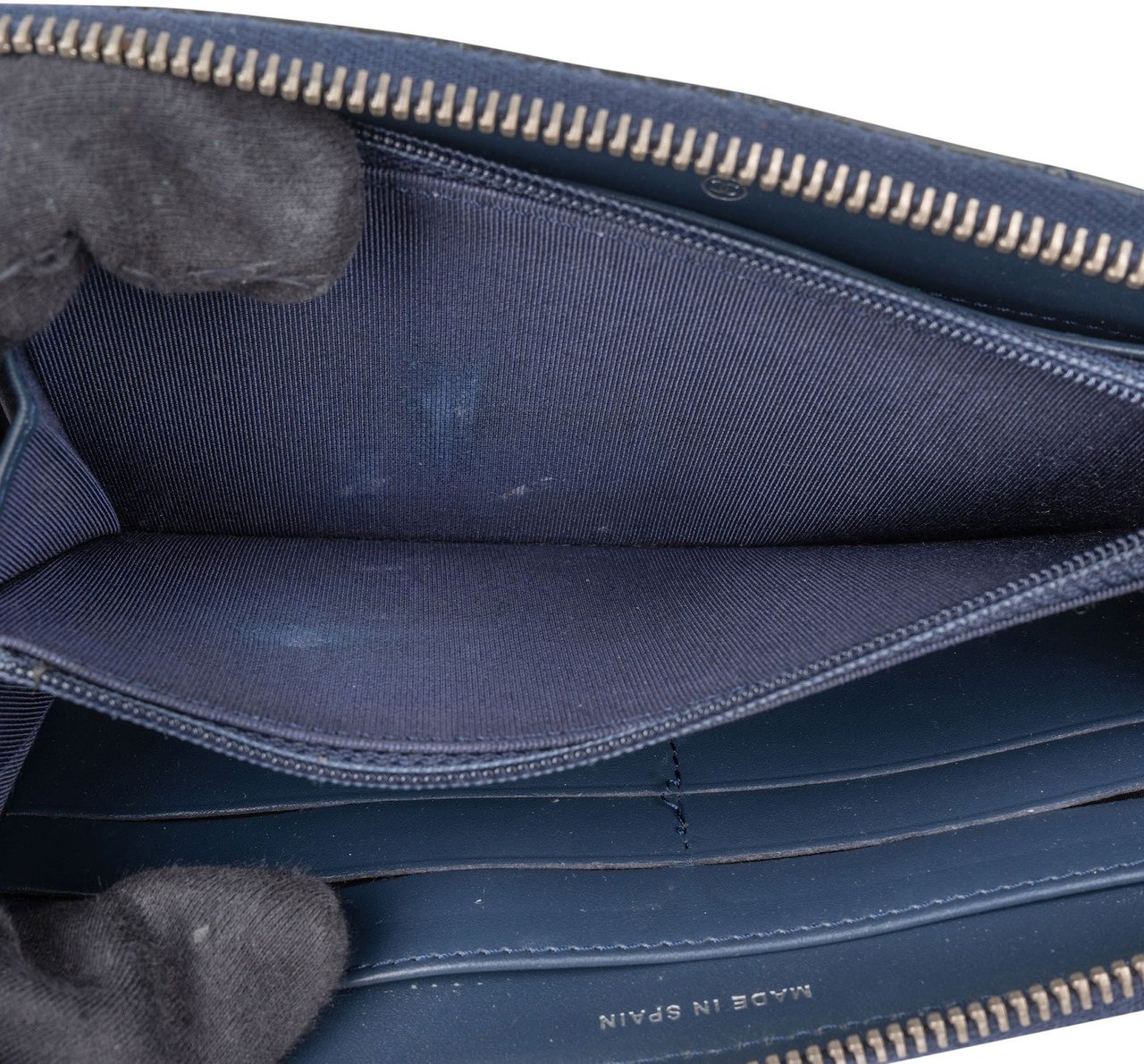 Chanel Quilted Patent Leather CC CC Wallet Navy