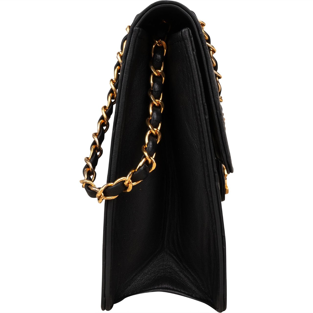 Chanel Chanel Quilted Lambskin CC Single Flap Shoulder Bag Zwart