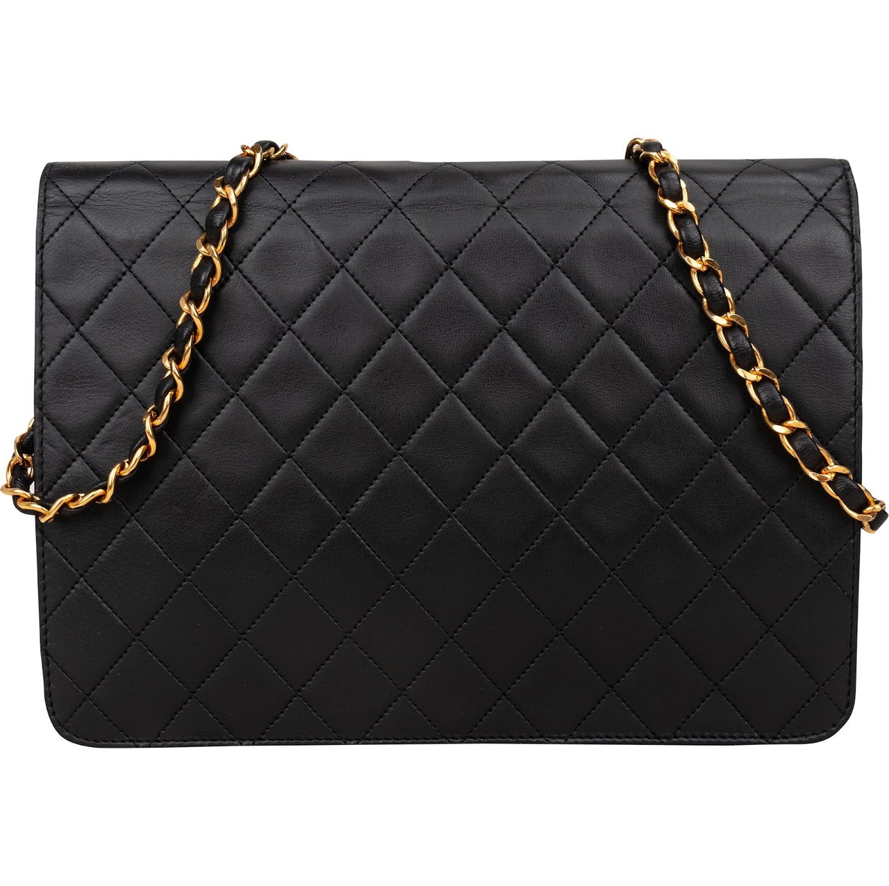 Chanel Chanel Quilted Lambskin CC Single Flap Shoulder Bag Zwart