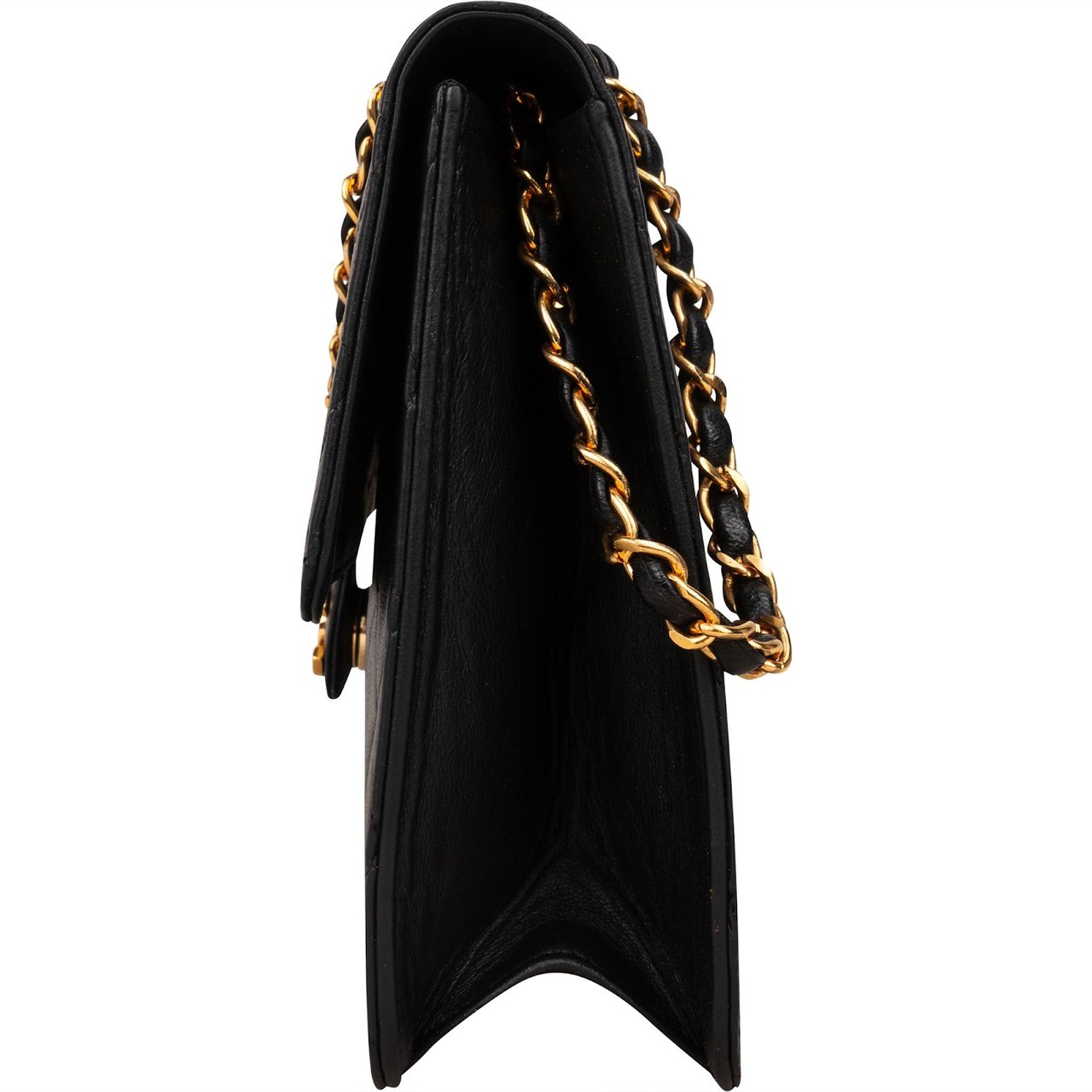 Chanel Chanel Quilted Lambskin CC Single Flap Shoulder Bag Zwart