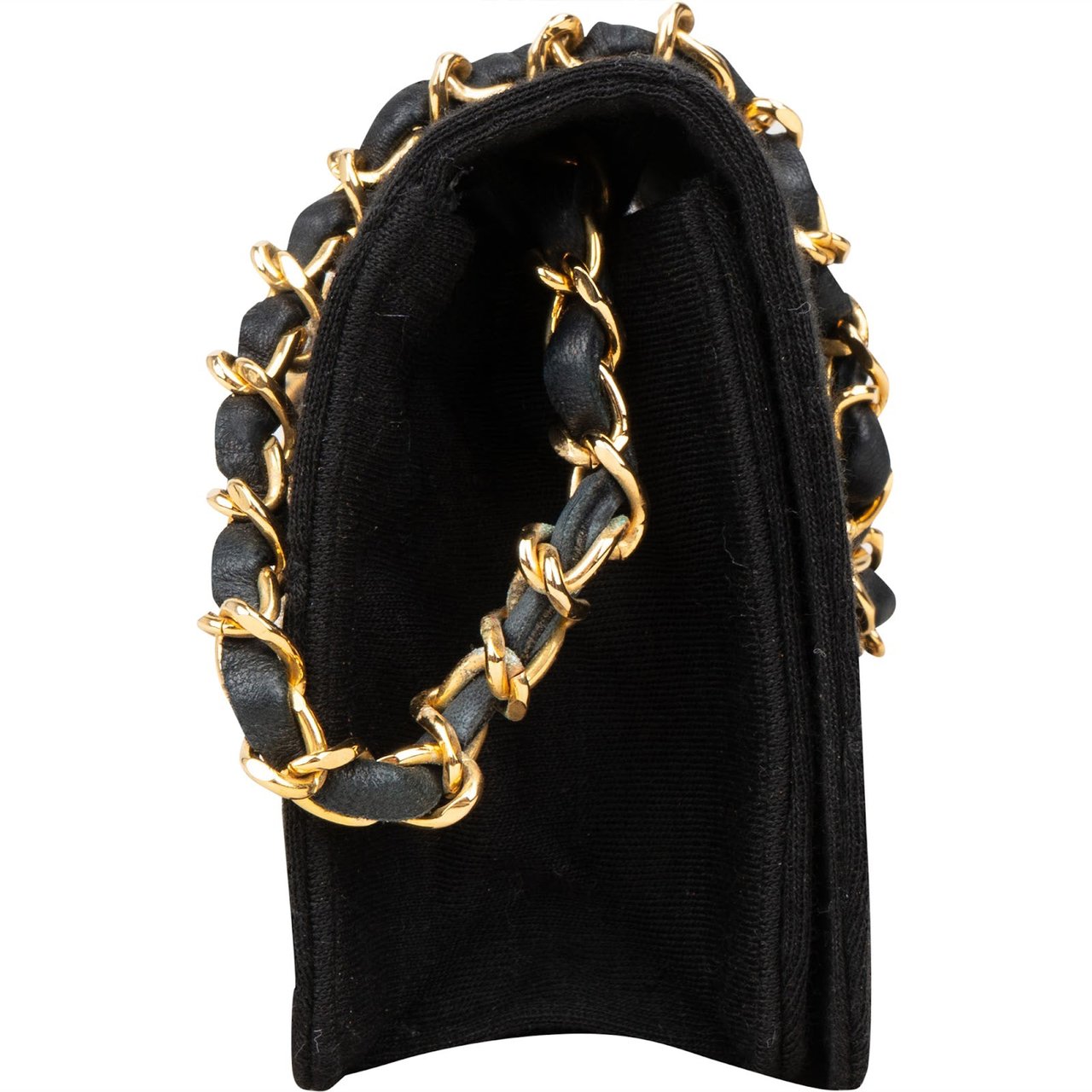 Chanel Chanel Quilted Cotton 24K Gold Single Flap Mini Shoulder Bag Zwart