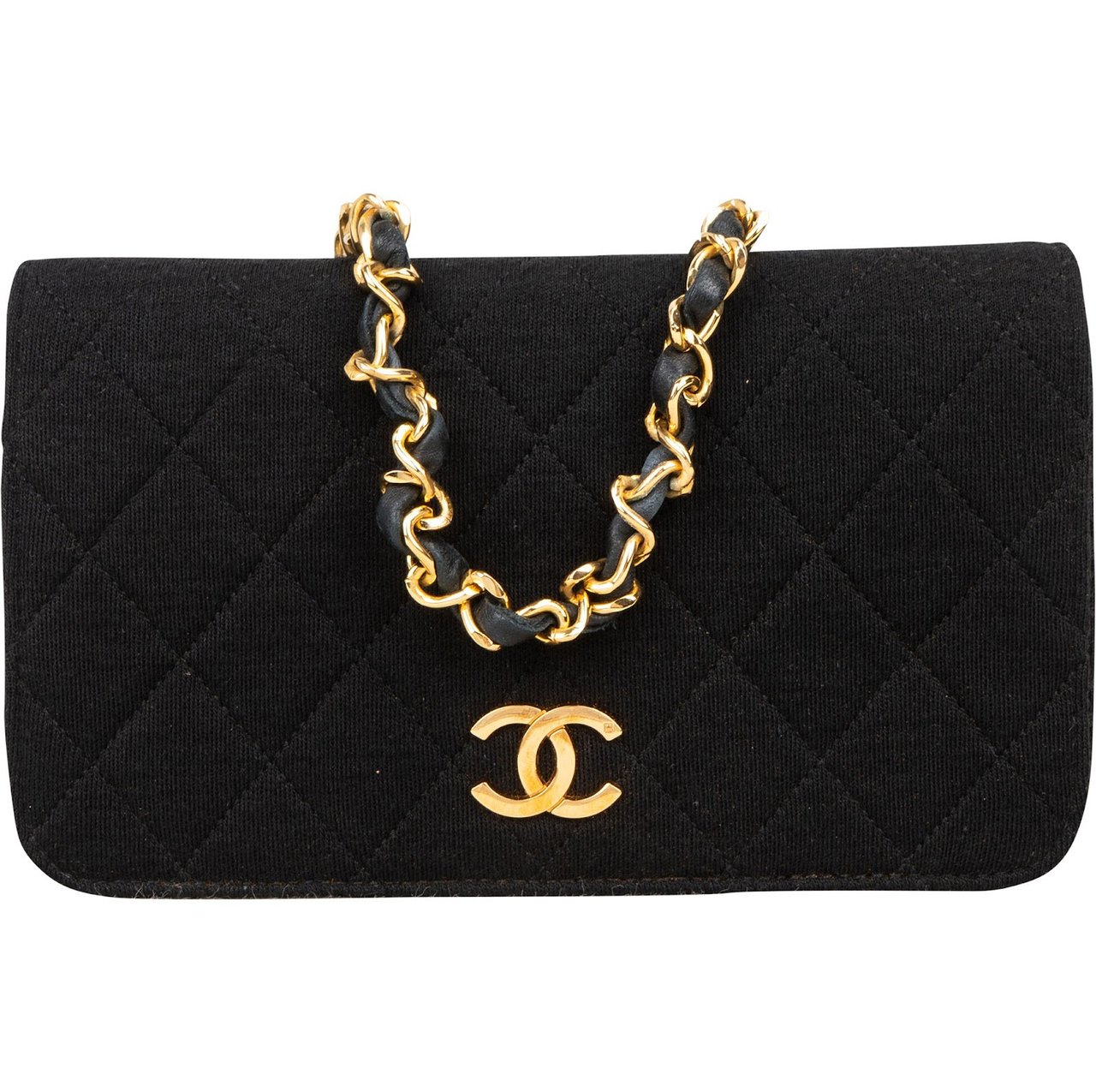 Chanel Chanel Quilted Cotton 24K Gold Single Flap Mini Shoulder Bag Zwart