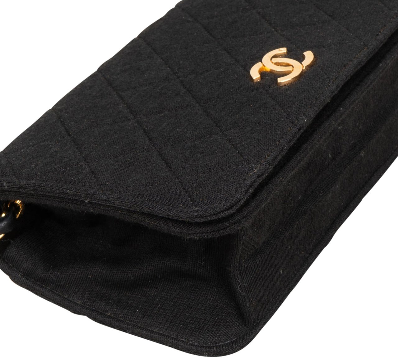 Chanel Chanel Quilted Cotton 24K Gold Single Flap Mini Shoulder Bag Zwart