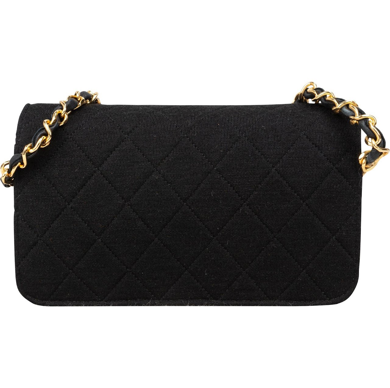 Chanel Chanel Quilted Cotton 24K Gold Single Flap Mini Shoulder Bag Zwart
