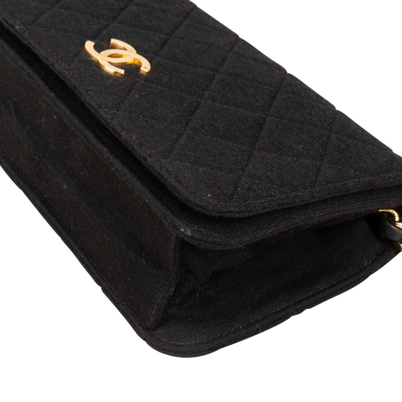 Chanel Chanel Quilted Cotton 24K Gold Single Flap Mini Shoulder Bag Zwart
