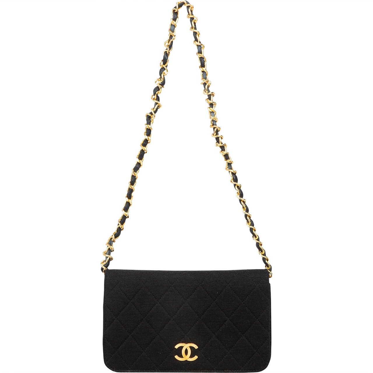 Chanel Chanel Quilted Cotton 24K Gold Single Flap Mini Shoulder Bag Zwart