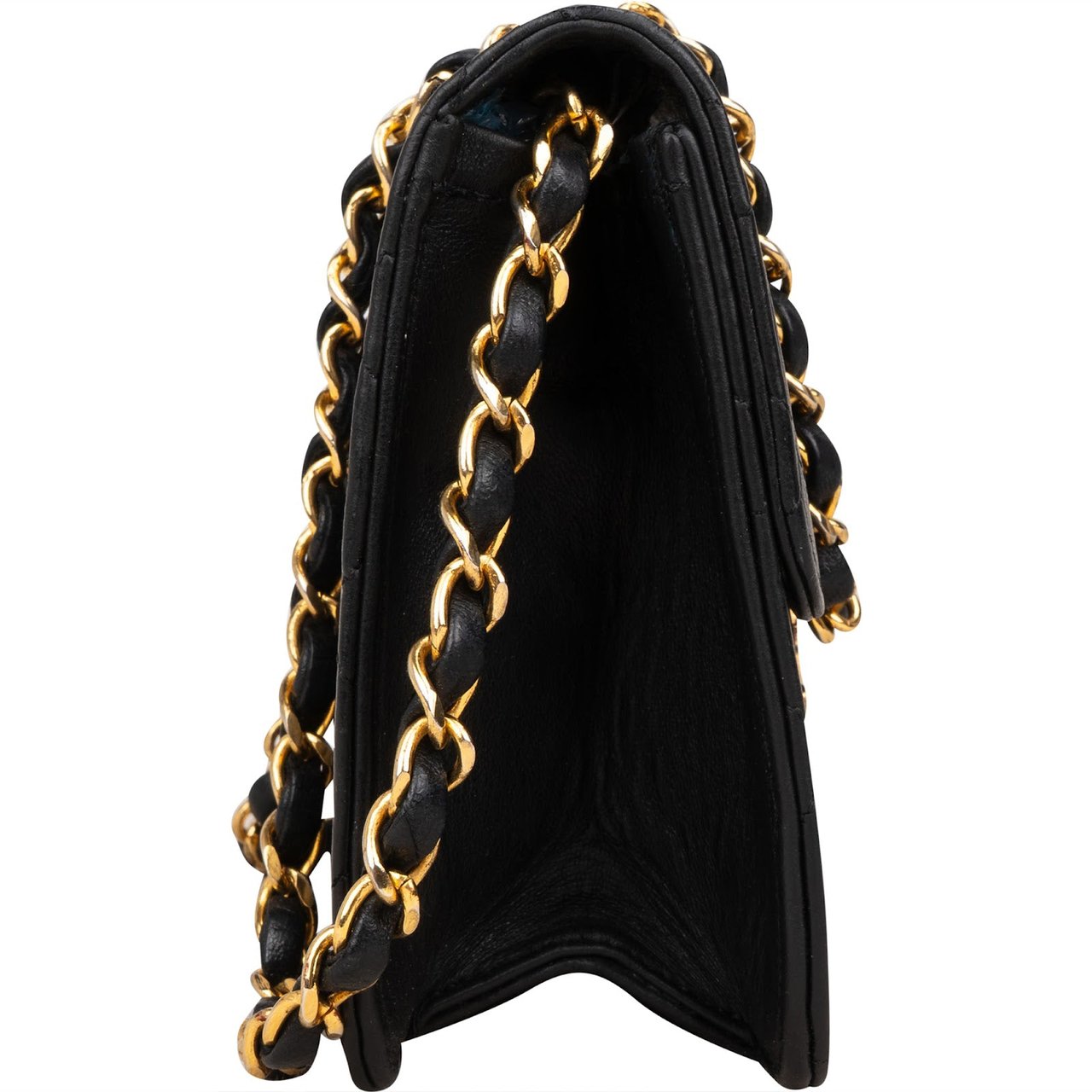 Chanel Chanel Quilted Lambskin Small 24K Gold Single Flap Shoulder Bag Zwart