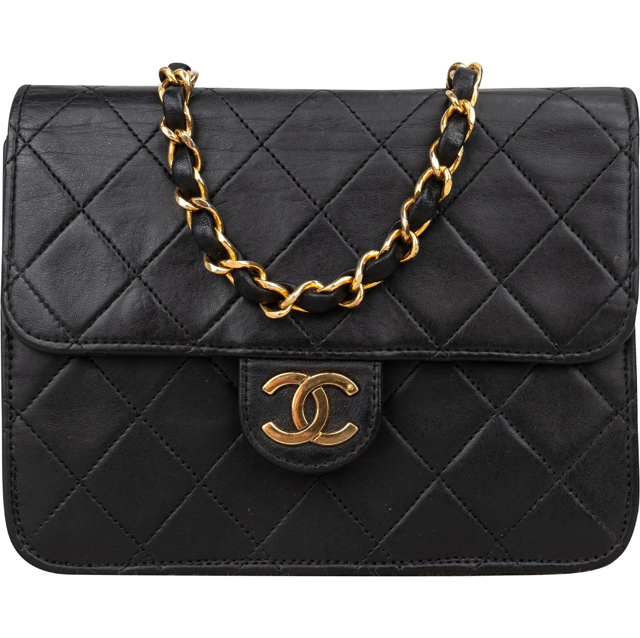 Chanel Chanel Quilted Lambskin Small 24K Gold Single Flap Shoulder Bag Zwart