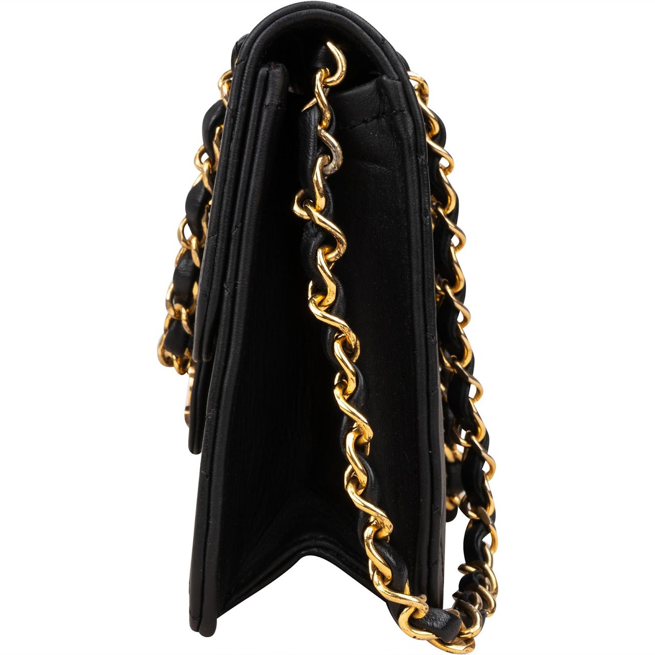 Chanel Chanel Quilted Lambskin Small 24K Gold Single Flap Shoulder Bag Zwart