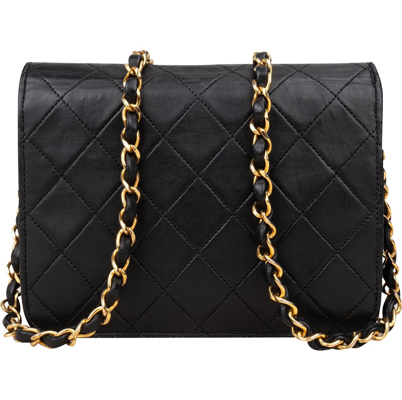 Chanel Chanel Quilted Lambskin Small 24K Gold Single Flap Shoulder Bag Zwart