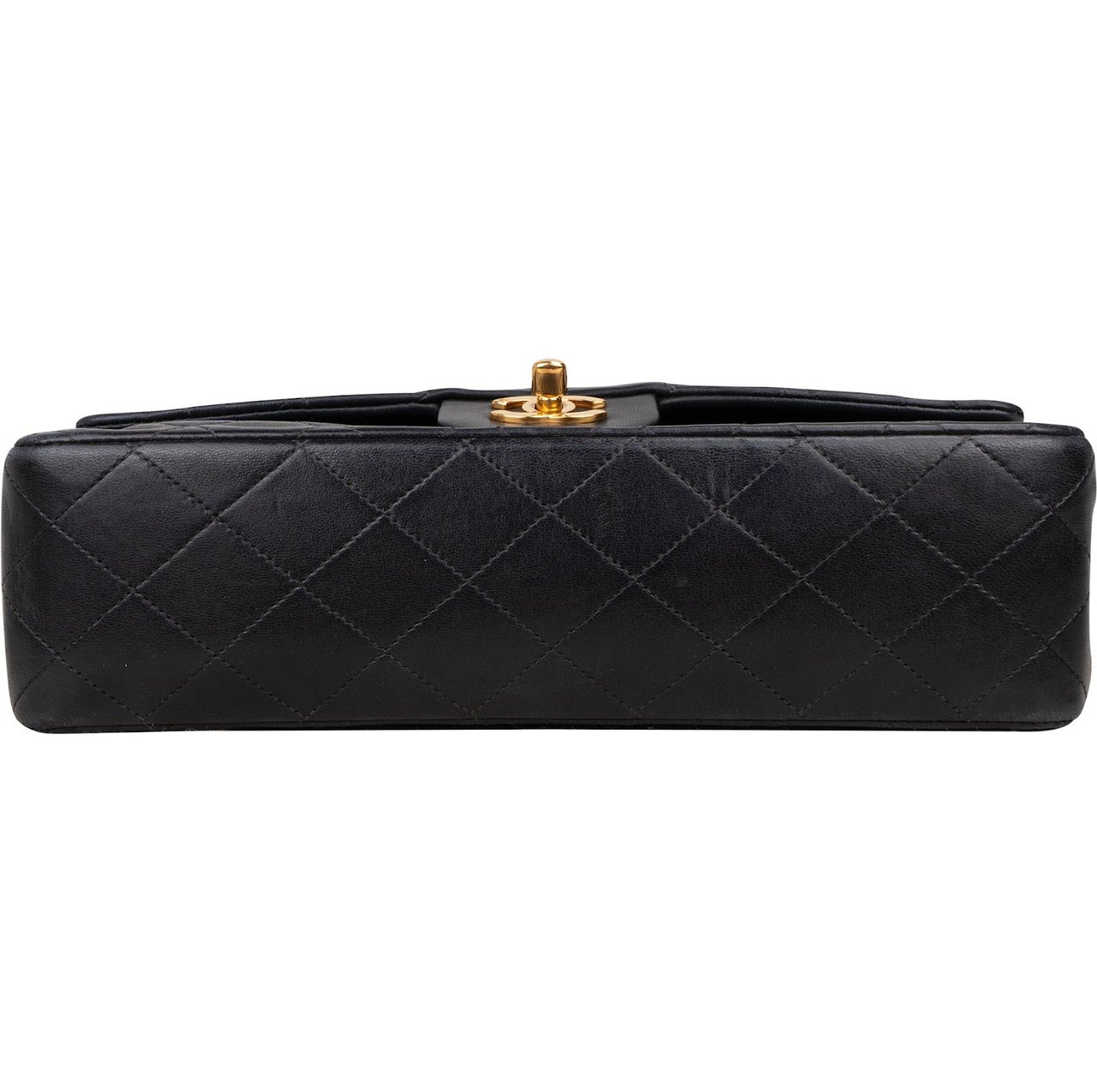 Chanel Chanel Quilted Lambskin Medium 24K Gold Medium Double Flap Crossbody Bag Zwart