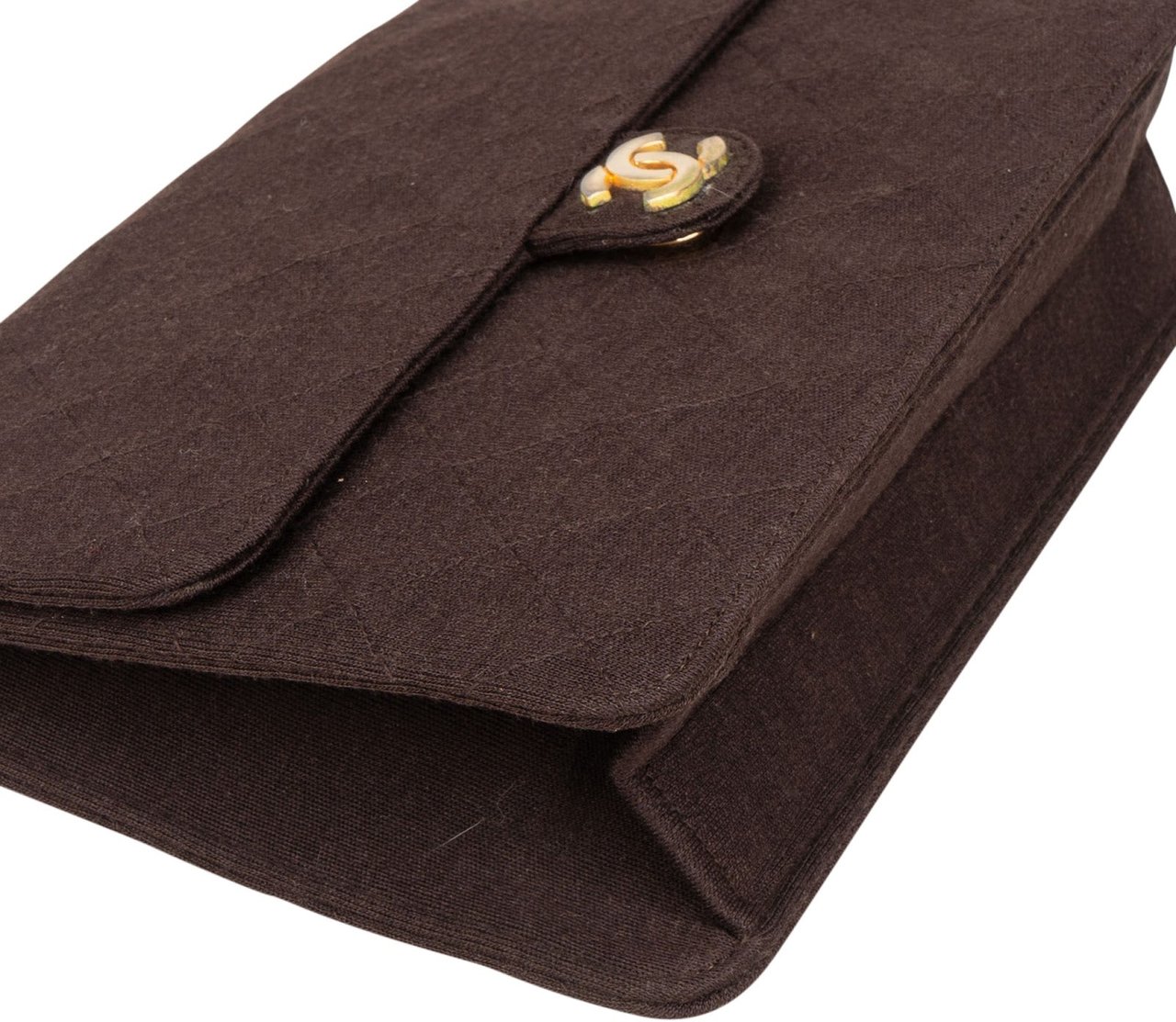 Chanel Chanel Quilted Cotton CC Single Flap Shoulder Bag Bruin