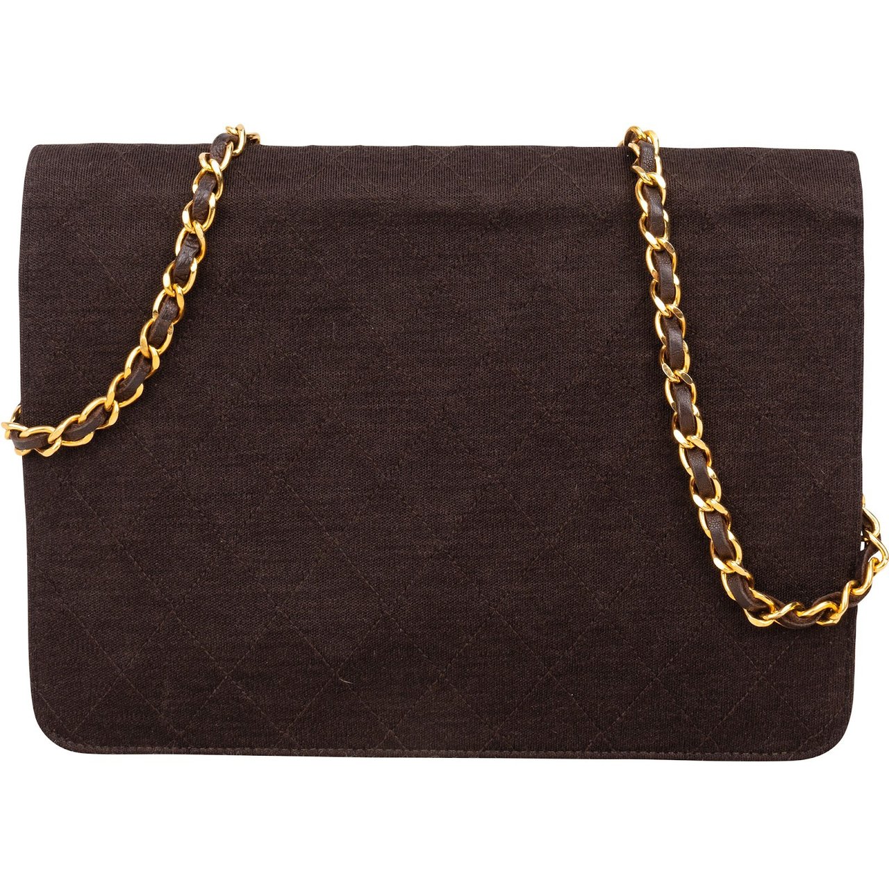 Chanel Chanel Quilted Cotton CC Single Flap Shoulder Bag Bruin