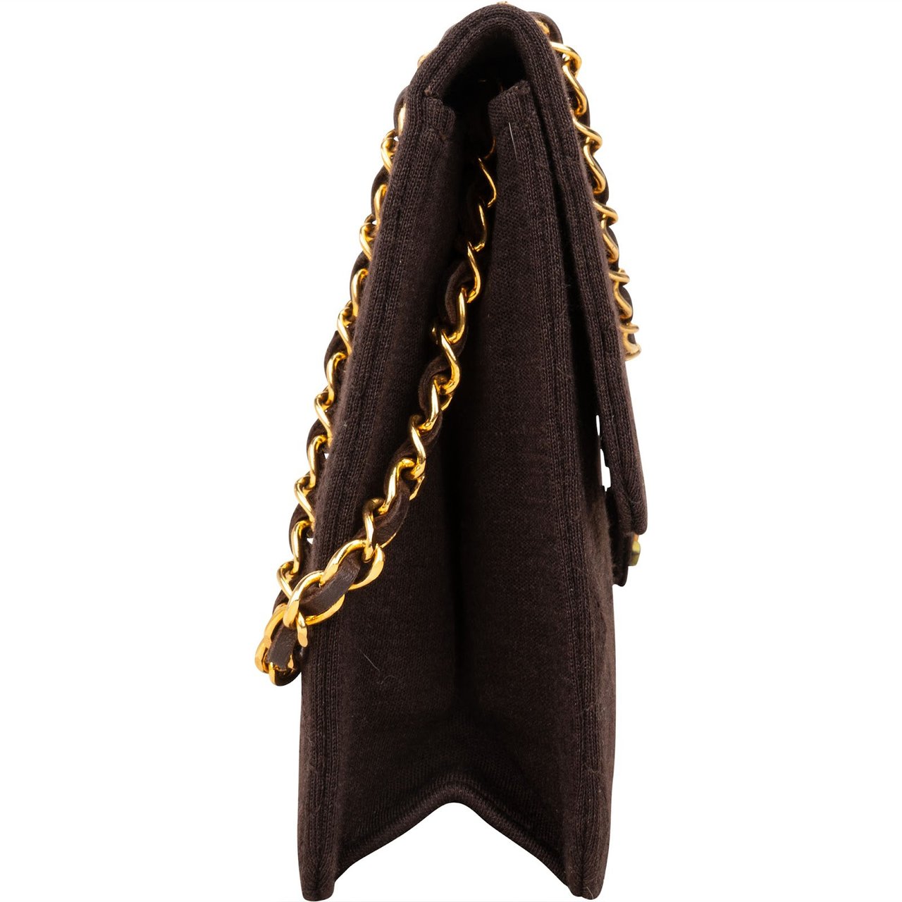 Chanel Chanel Quilted Cotton CC Single Flap Shoulder Bag Bruin