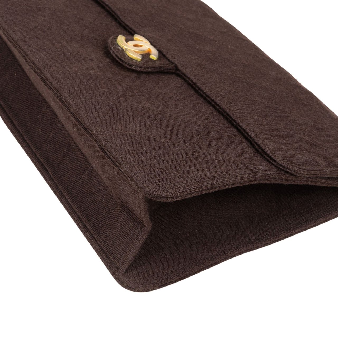 Chanel Chanel Quilted Cotton CC Single Flap Shoulder Bag Bruin