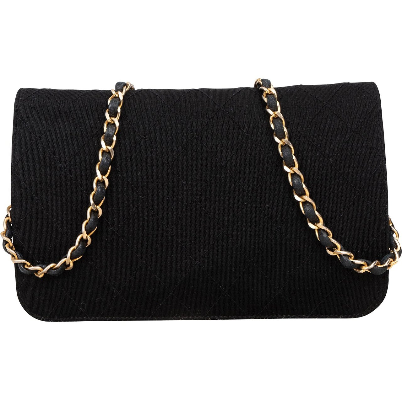 Chanel Chanel Quilted Cotton Medium Single Flap Crossbody Bag Zwart