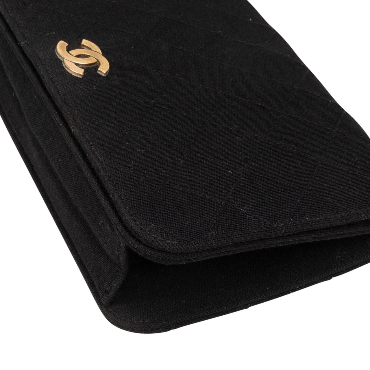 Chanel Chanel Quilted Cotton Medium Single Flap Crossbody Bag Zwart