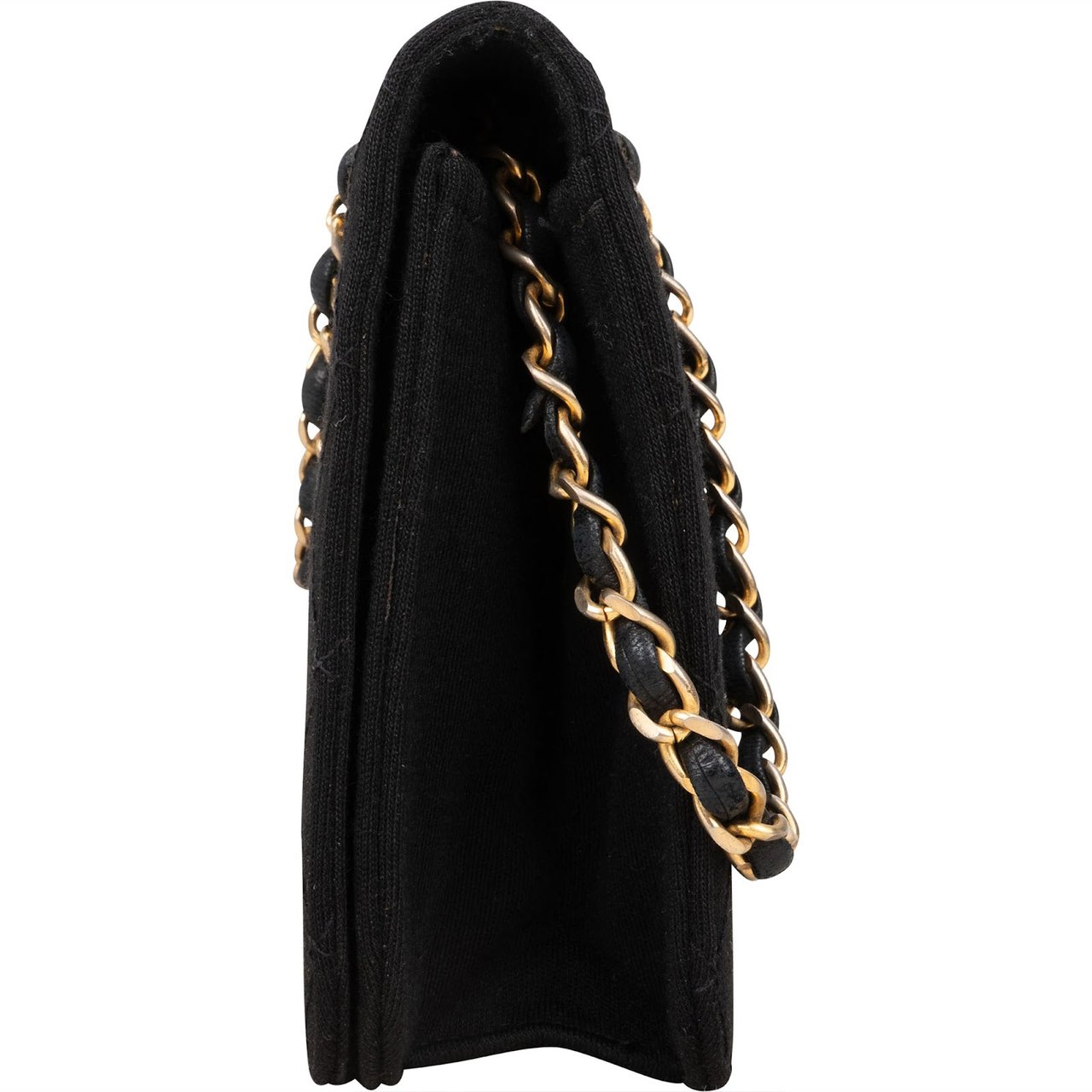 Chanel Chanel Quilted Cotton Medium Single Flap Crossbody Bag Zwart