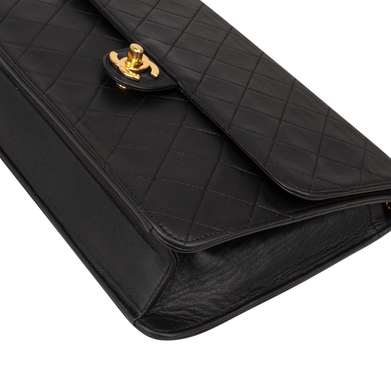 Chanel Chanel Quilted Lambskin Medium Single Flap Shoulder Bag Zwart