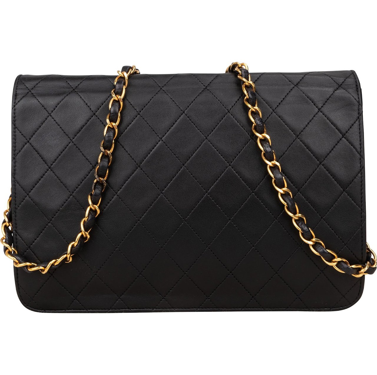 Chanel Chanel Quilted Lambskin Medium Single Flap Shoulder Bag Zwart