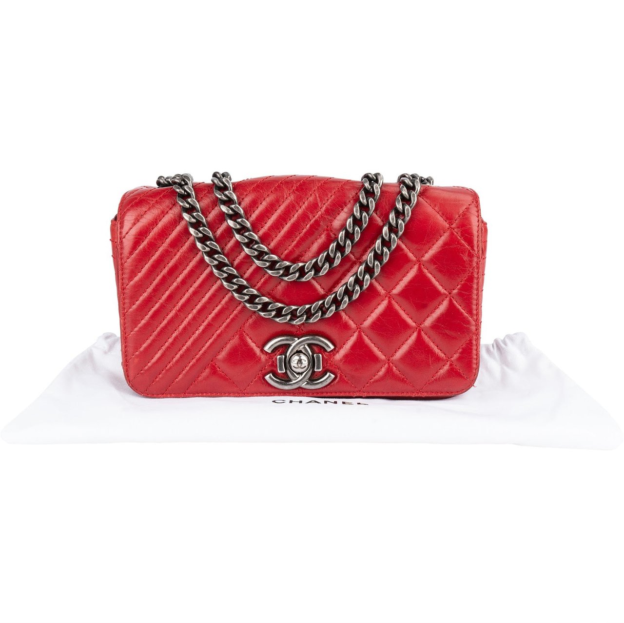 Chanel Chanel Quilted Calfskin Leather Boy Single Flap Crossbody Bag Rood