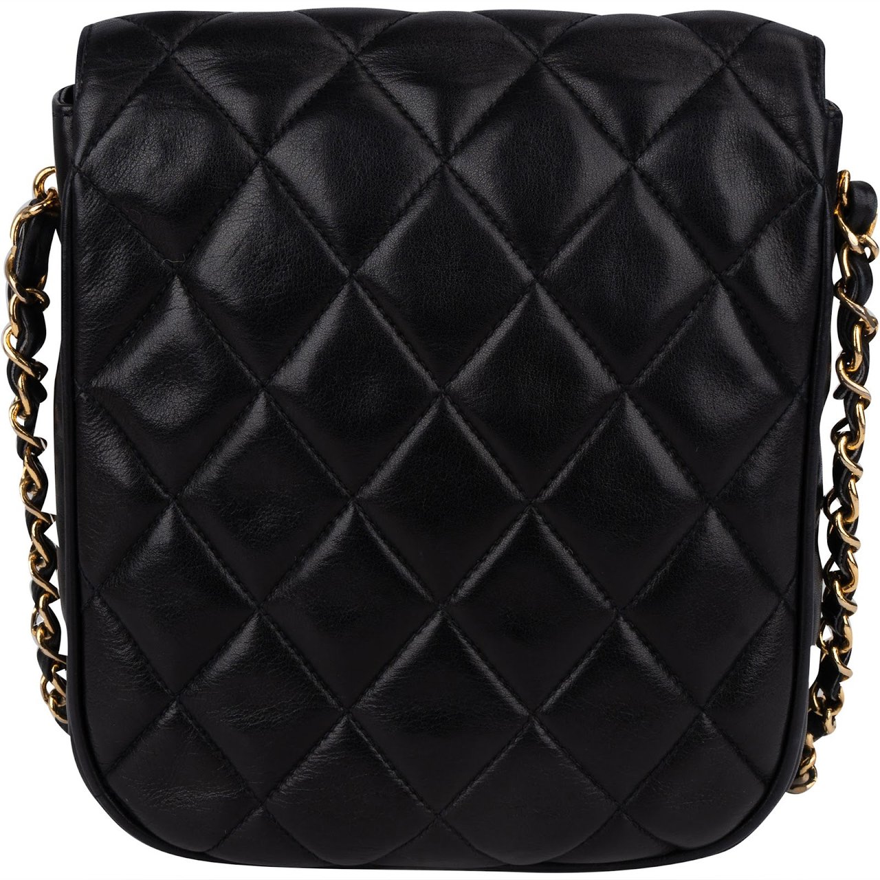 Chanel Chanel Quilted Lambskin CC Single Flap Crossbody Bag Zwart