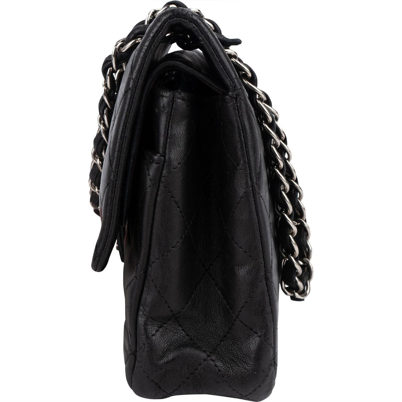 Chanel Chanel Quilted Lambskin Medium Double Flap Crossbody Bag Zwart