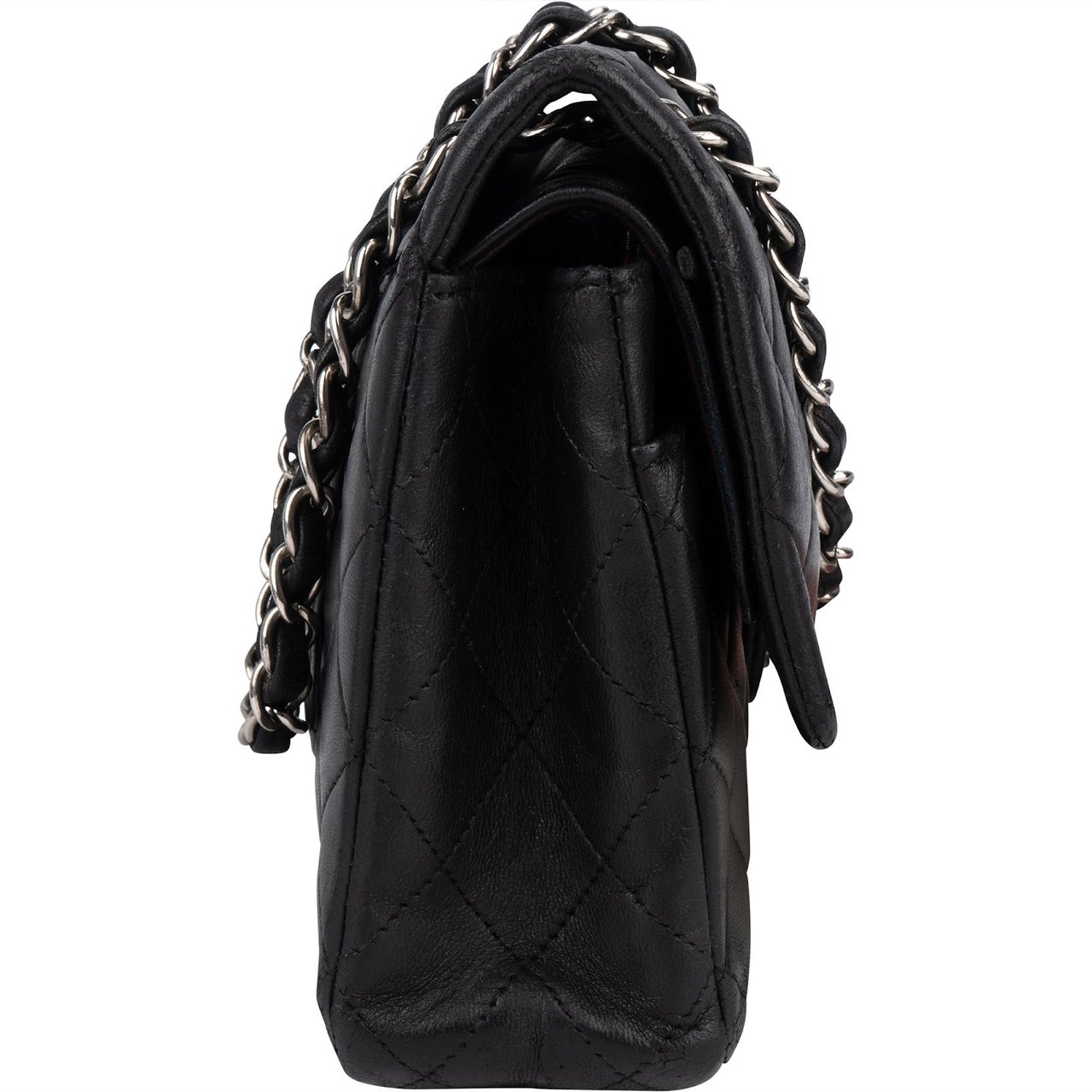 Chanel Chanel Quilted Lambskin Medium Double Flap Crossbody Bag Zwart