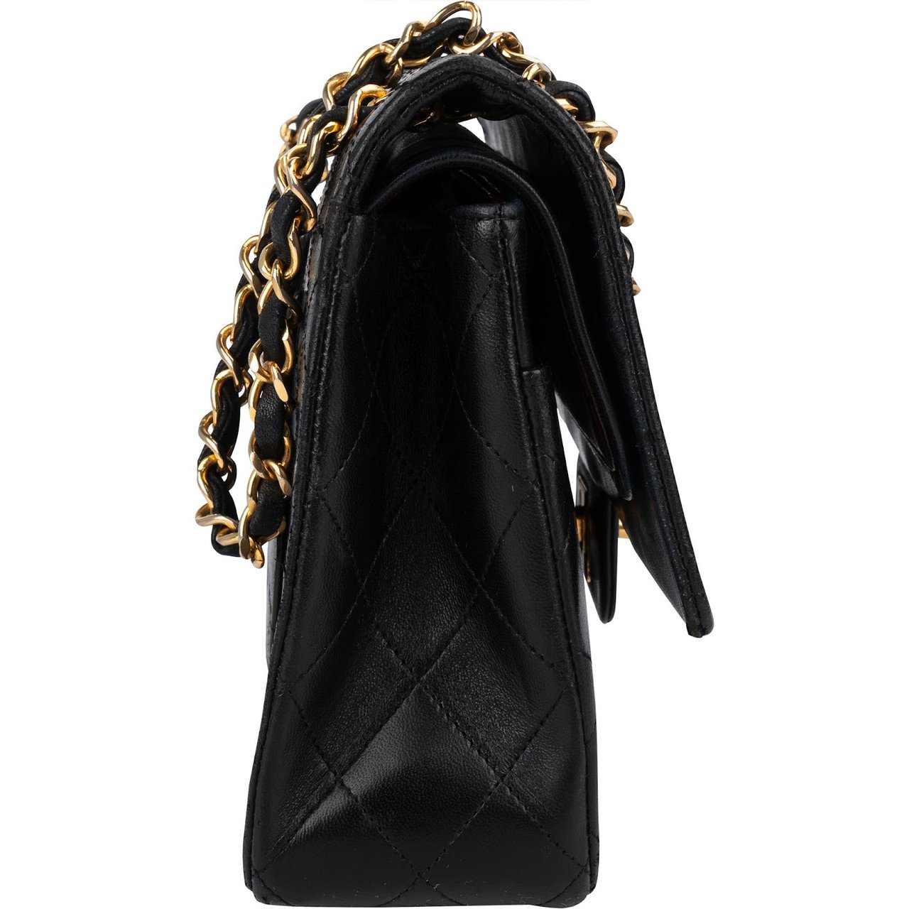 Chanel Chanel Quilted Lambskin 24K Gold Medium Double Flap Crossbody Bag Zwart