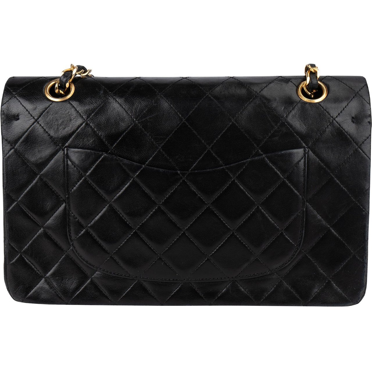 Chanel Chanel Quilted Lambskin 24K Gold Medium Double Flap Crossbody Bag Zwart