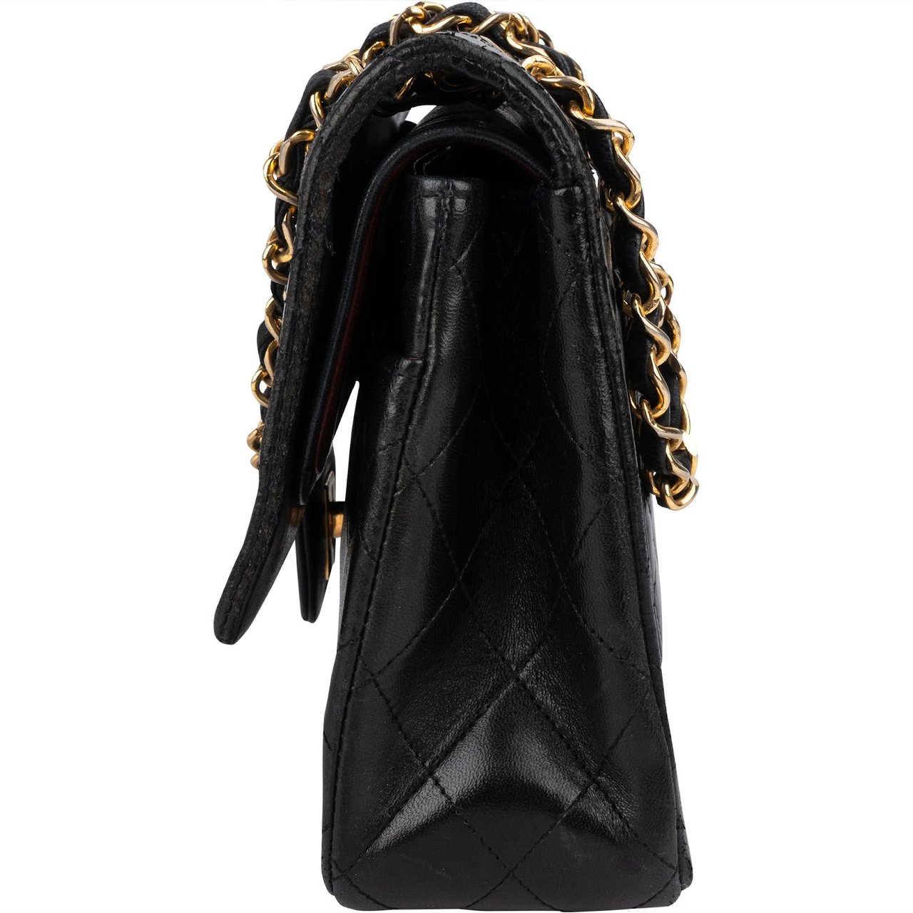 Chanel Chanel Quilted Lambskin 24K Gold Medium Double Flap Crossbody Bag Zwart