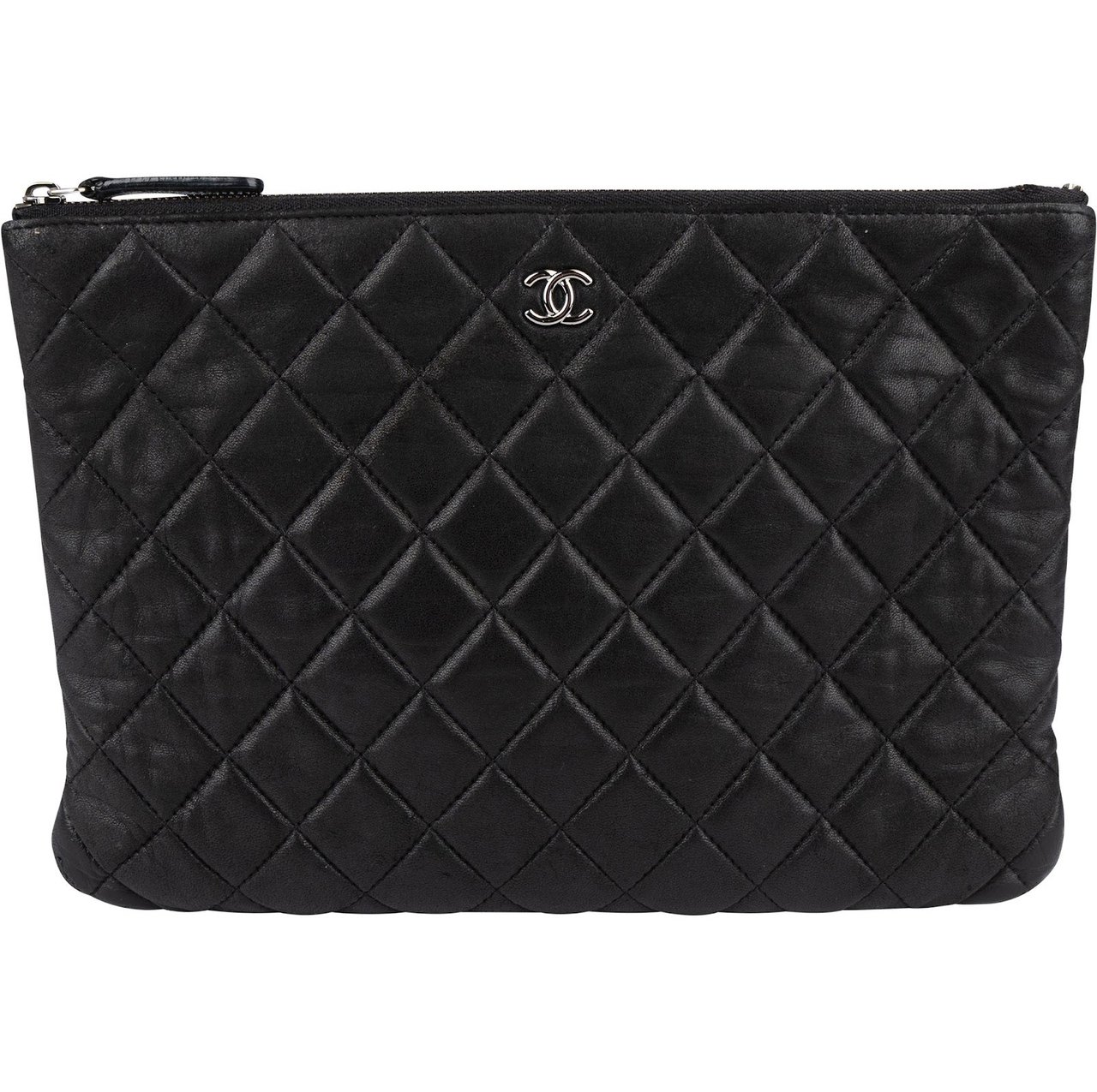 Chanel Chanel Quilted Lambskin CC Clutch Zwart