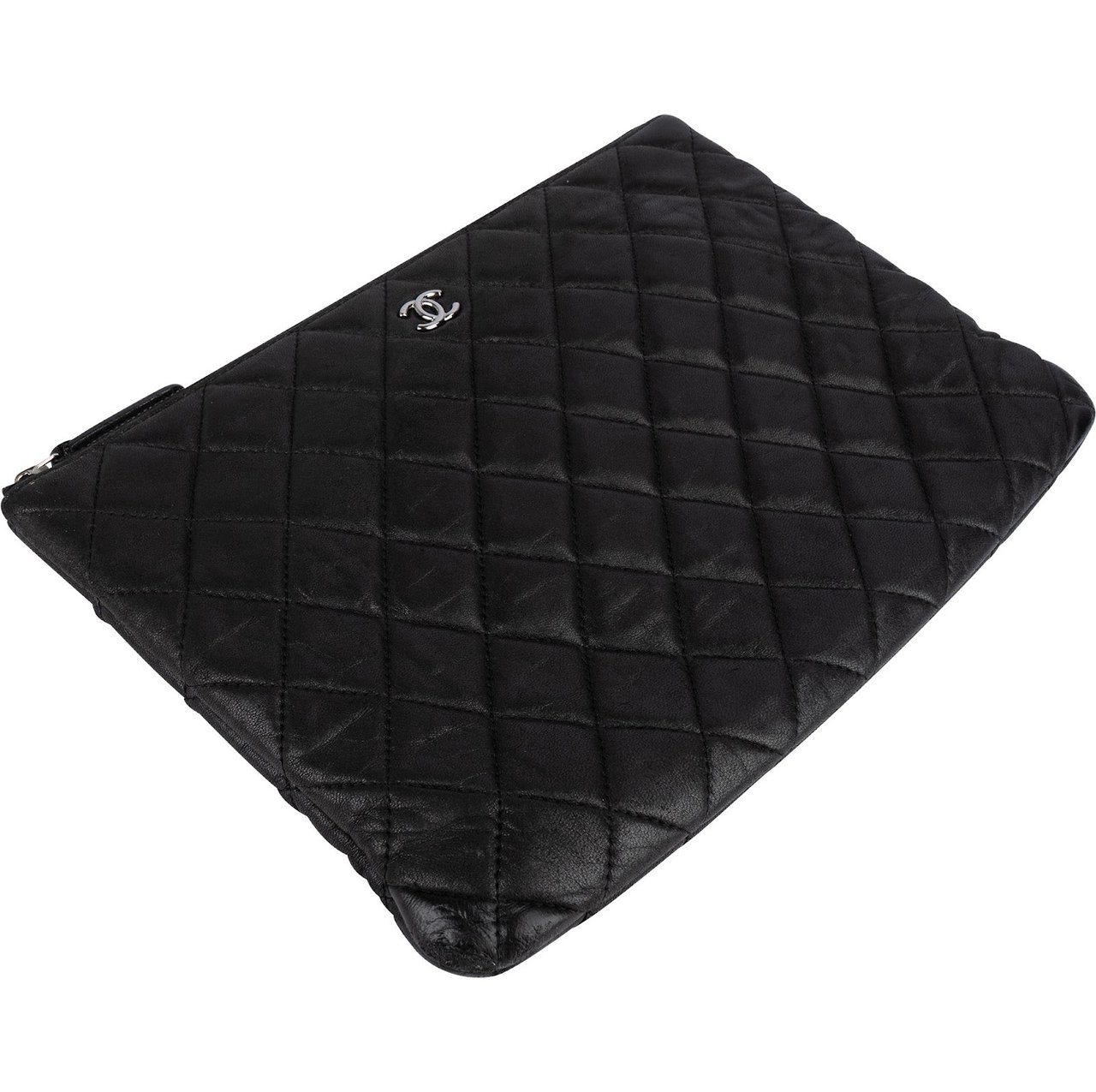 Chanel Chanel Quilted Lambskin CC Clutch Zwart