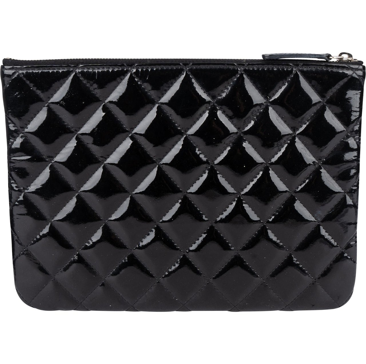Chanel Chanel Quilted Patent Leather CC Clutch Zwart