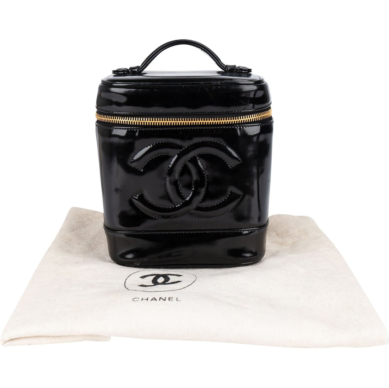 Chanel Chanel Patent Leather Vanity CC Handbag Zwart