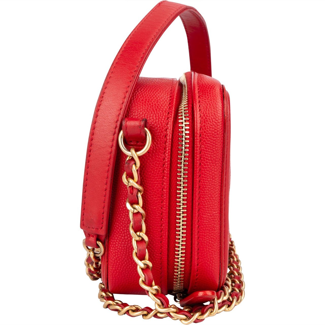 Chanel Chanel Quilted Caviar Leather Small Filigree Vanity Case Crossbody Rood