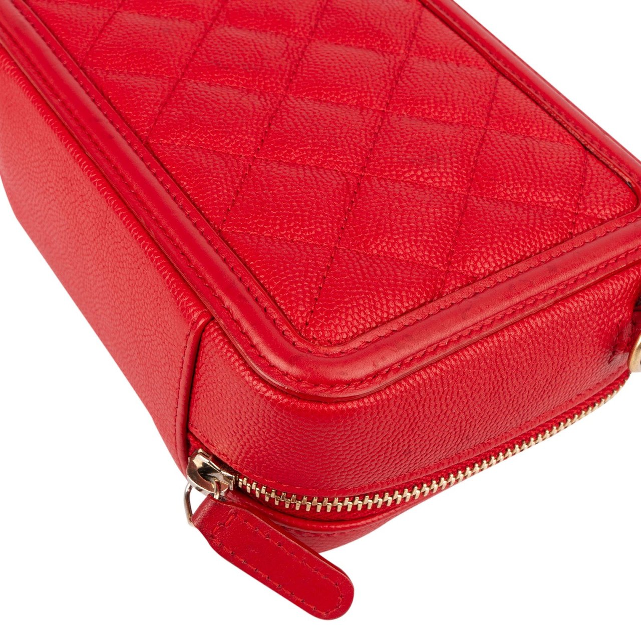 Chanel Chanel Quilted Caviar Leather Small Filigree Vanity Case Crossbody Rood