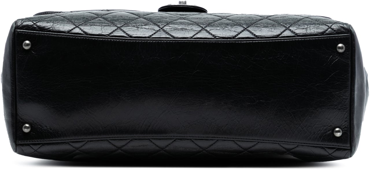 Chanel Large Quilted Glazed Calfskin Duo Color Tote Zwart