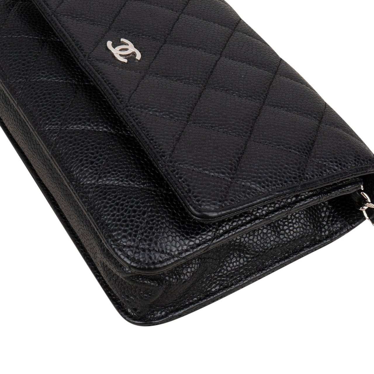 Chanel Chanel Quilted Caviar Leather Wallet On Chain Crossbody Bag Zwart