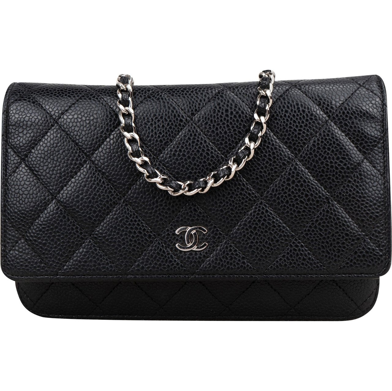 Chanel Chanel Quilted Caviar Leather Wallet On Chain Crossbody Bag Zwart