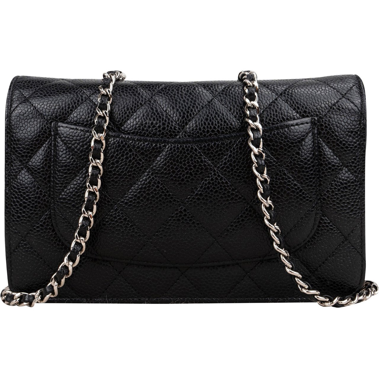 Chanel Chanel Quilted Caviar Leather Wallet On Chain Crossbody Bag Zwart