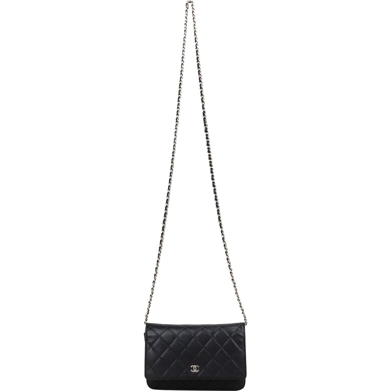 Chanel Chanel Quilted Caviar Leather Wallet On Chain Crossbody Bag Zwart