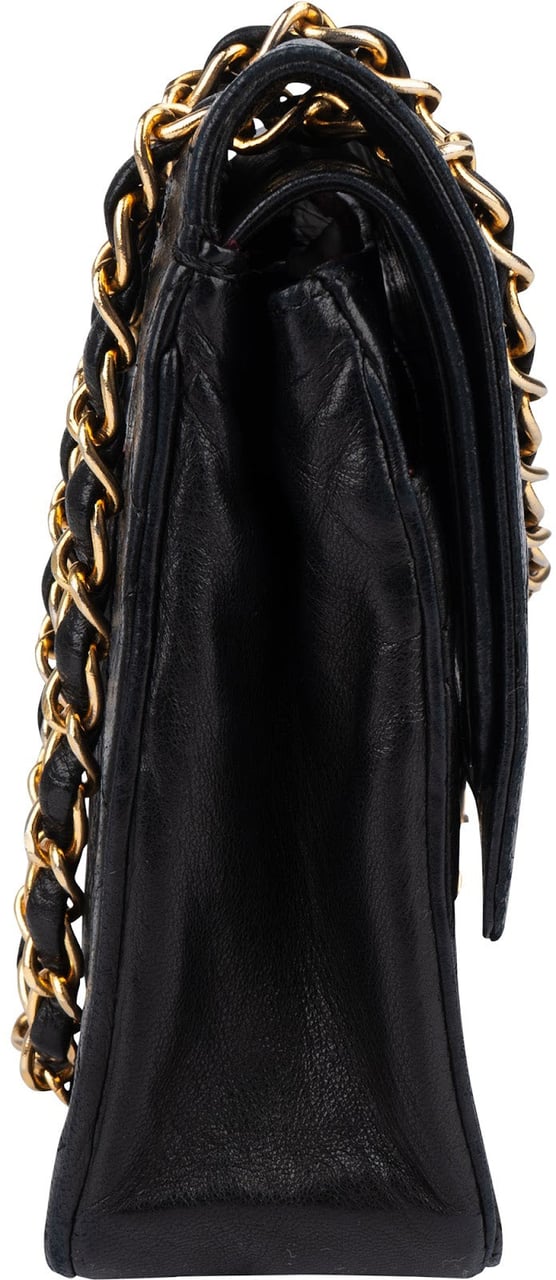 Chanel Chanel Quilted Lambskin 24K Gold Double Flap Crossbody Bag Zwart