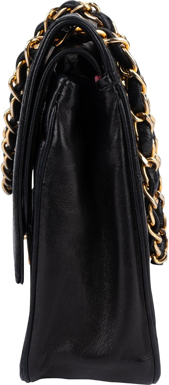 Chanel Chanel Quilted Lambskin 24K Gold Double Flap Crossbody Bag Zwart